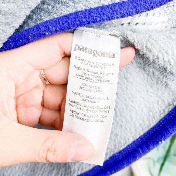 🦋 PATAGONIA Gray Purple Re-tool Synchilla Pullover XS - Picture 5 of 5